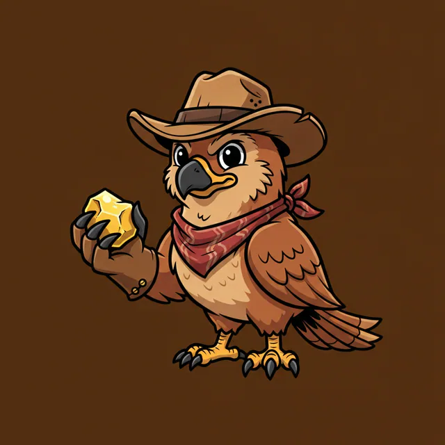 Dusty the hawk prospector mascot